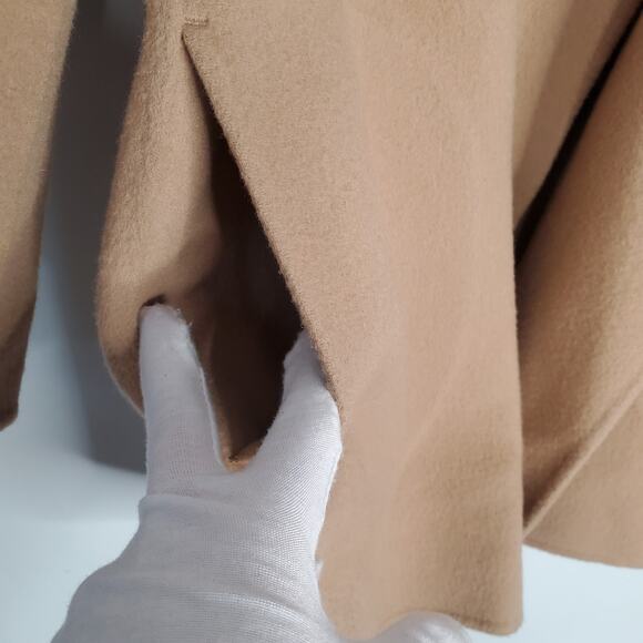 Theory Clairene New Divide Wool Cashmere Coat Jacket Tan Open Front Size Small - Picture 7 of 13